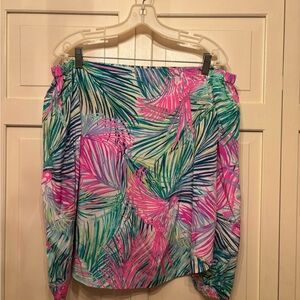 Lilly Pulitzer Off the Shoulder Pink and Green Shirt